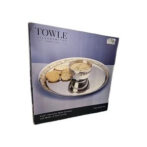 TOWLE Silversmiths Chip & Dip tray Set Mother of Pearl Large Serving Tray